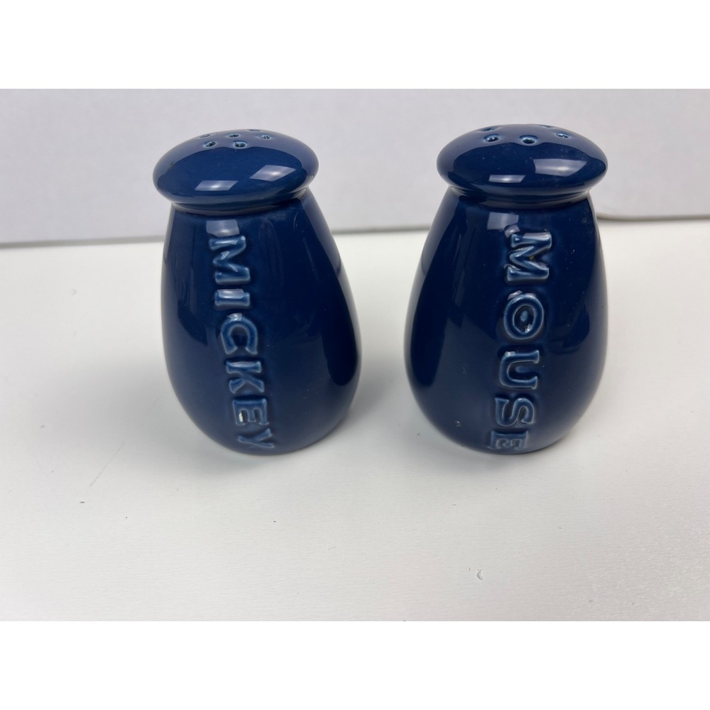 Mickey Mouse Ceramic Salt‎ Pepper Shakers Disney Special Edition Cobalt Blue